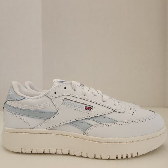 Reebok Women's Club C Double Revenge Sneaker, White/Feel Good Blue/Chalk, 10 - Picture 2 of 10